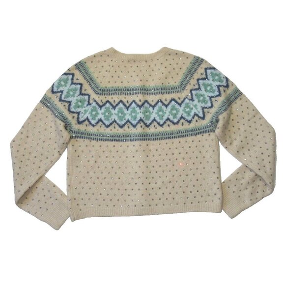 NWT J.Crew Crystal-Embellished Fair Isle Cardigan Sweater in Supersoft Yarn M - Picture 8 of 8